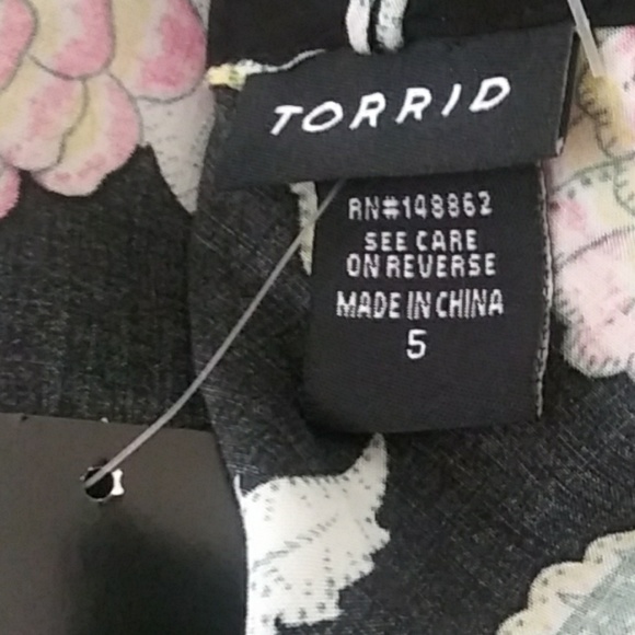 Torrid Black Floral Lace Up Blouse - Picture 5 of 6